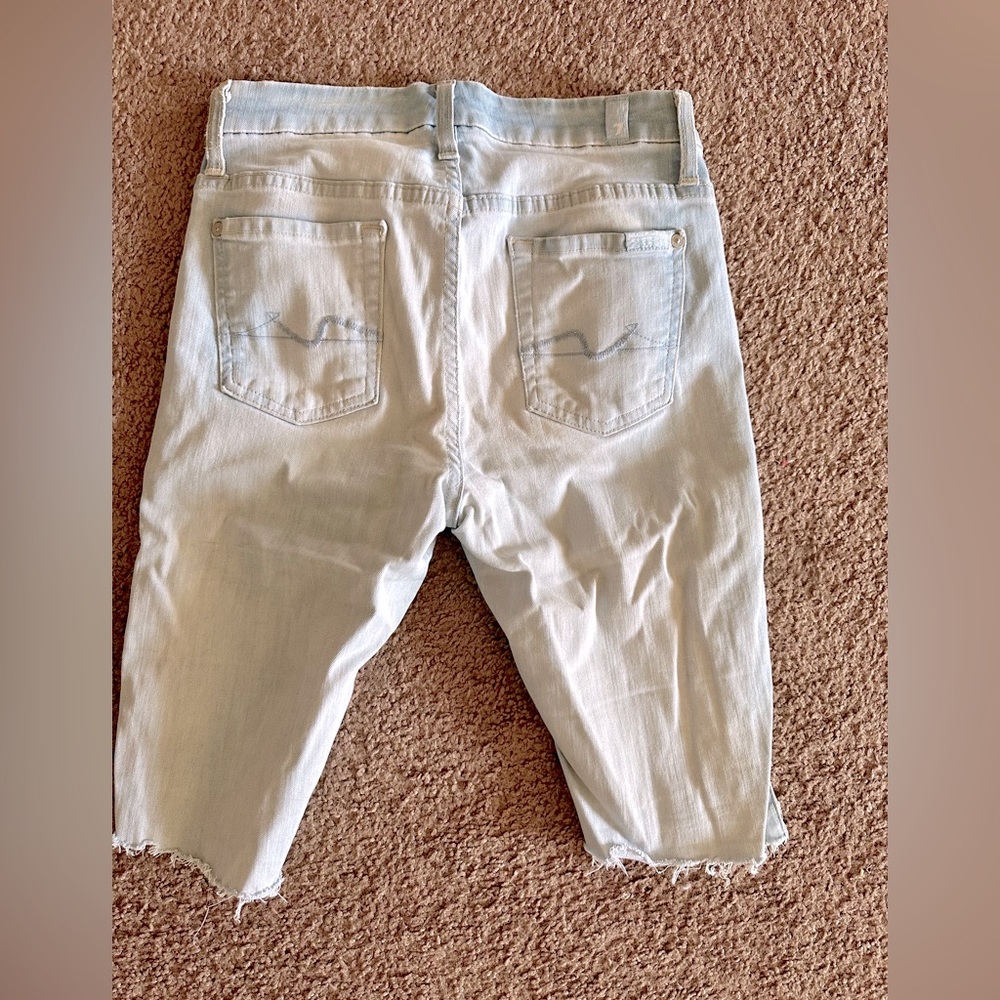 7 For All Mankind Skinny Jean Cut Offs Sz 26 Mirage Light Wash Denim*vintage